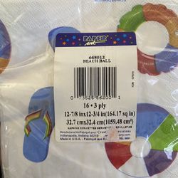New, Summer Themed Beach Ball Party Napkins $2 Each Pack