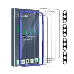 Ferilinso 4 Pack Screen Protector for Samsung Galaxy S24 Plus with 4 Pack Tempered Glass Camera Lens Protector Phone Case Friendly Accessories Protect