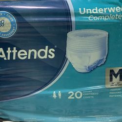 Attends Adult men / women size medium 20 count disposable Underwear Diapers - 2 packages available - $10 each 