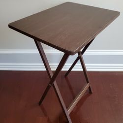 Single Brown Wood Folding TV Tray Table