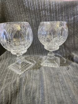 Vintage 7" Tall 24% Lead Crystal Hand Cut Candle Holders From Poland