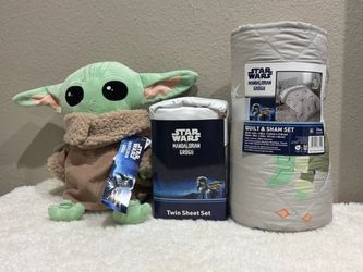 Star Wars Grogu Bedding Set with Grogu weighed Plush Bundle