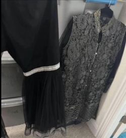 Girls M Gharara Set 2 Pieces Net Black 