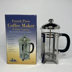 INTERNATIONAL STAINLESS 33 OZ FRENCH PRESS COFFEE MAKER FP-33 NEW IN BOX