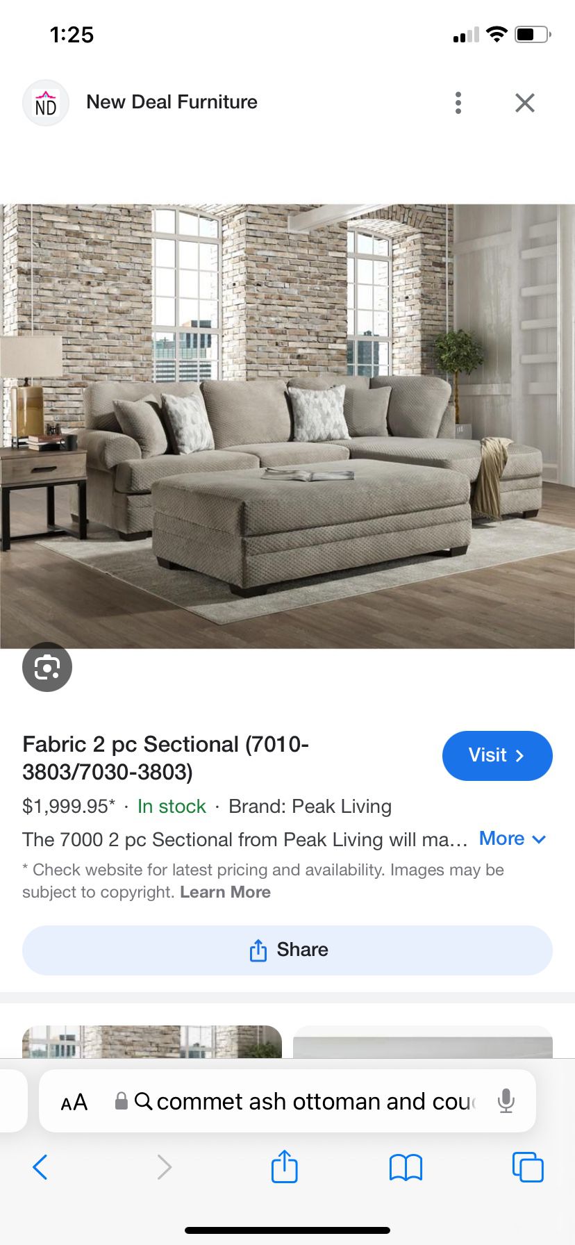 Full Size Couch And Ottoman 