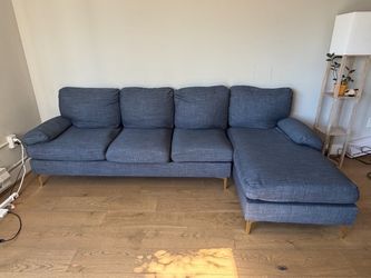 Blue Couch with Chaise