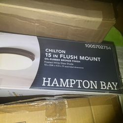Hampton Bay Chilton 15 Inch Flush Mount Oil Rubbed Bronze Finish Light Brand New !