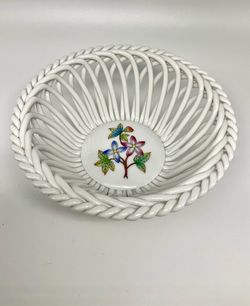 Vintage Herend 5" Round Open Weave Basket #7371 /VBO