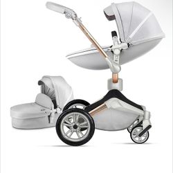 Hot Mom Stylish Baby Stroller: F23 Height-Adjustable Seat and Reclining Baby Carriage - Grey