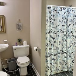 Blue Flower Shower Curtain. 