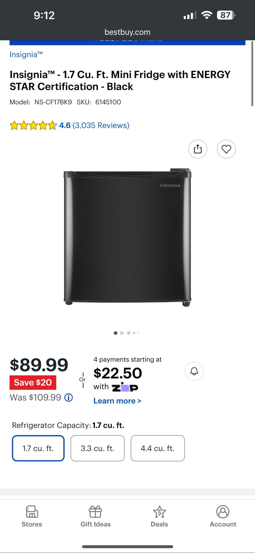 Mini Fridge 1.7 Cubic