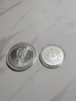 2 oz trump coin silver & Bitcoin 1 oz silver coin
