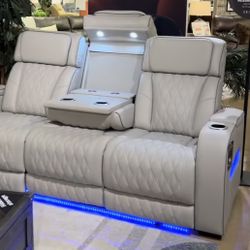 “BRAND NEW” 3-PC Beige Leather Power Reclining Set