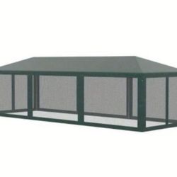 10x30 party tent canopy, outdoor event tent with 8 removable mesh side walls, zipper door, steel frame, green
