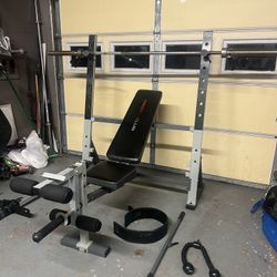 Olympic Weight Bench With Olympic Barbell 