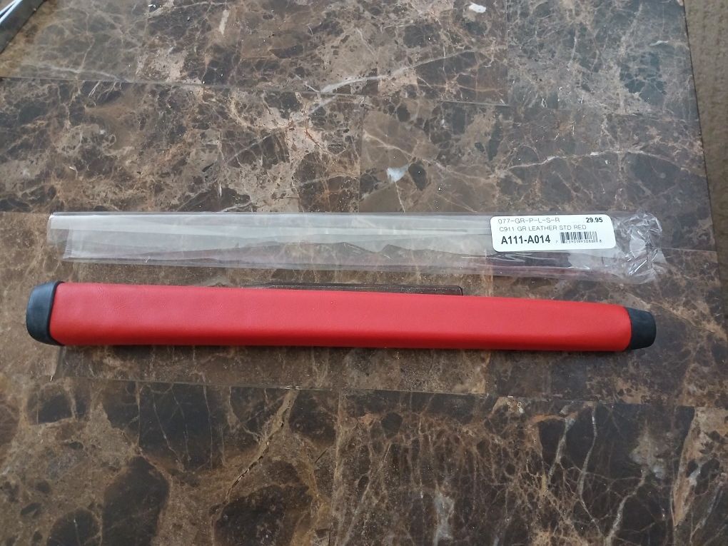 Putter Grip Leather Sytle Stitched Red Standard