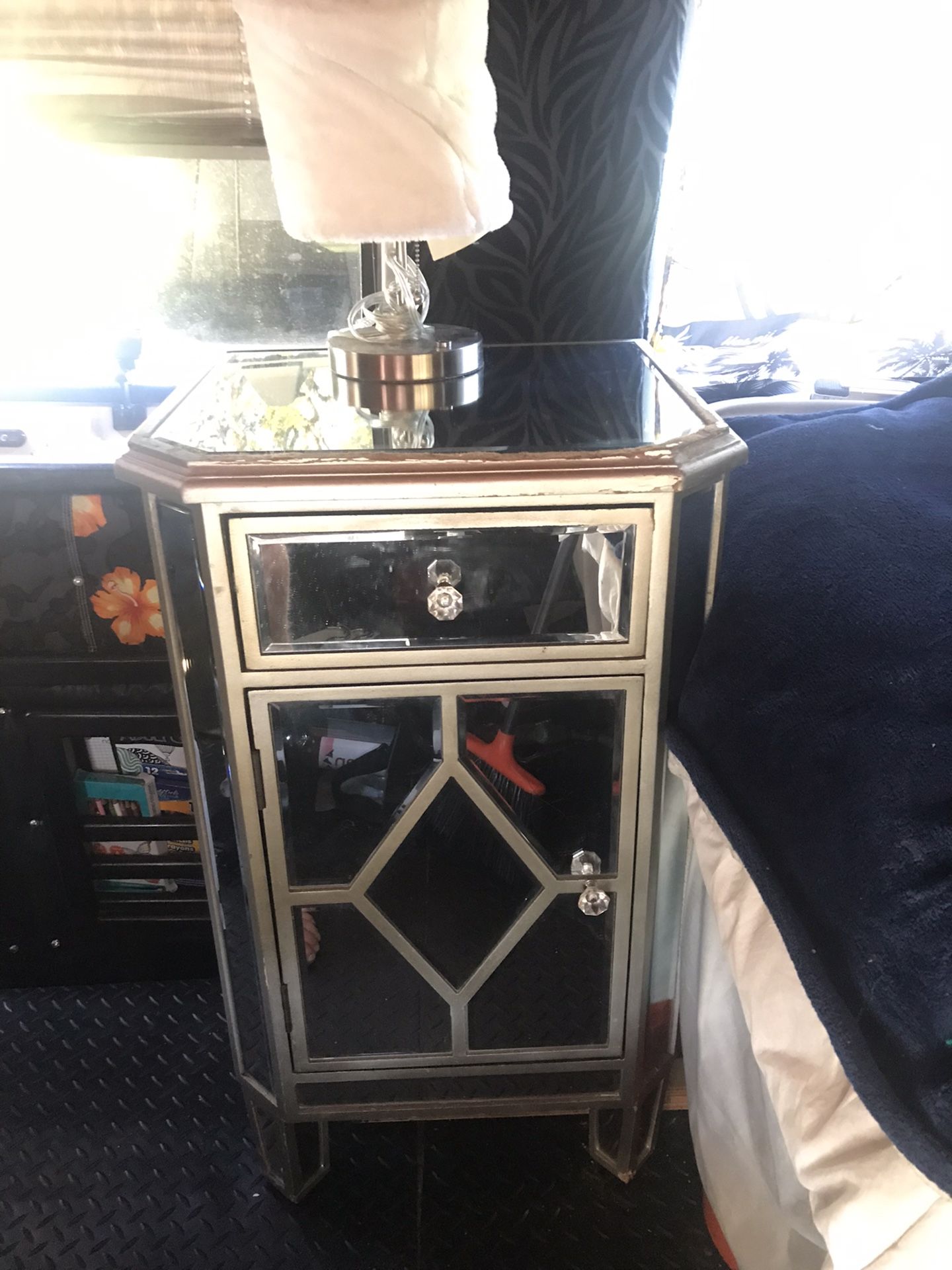 Mirrored Nightstand Desk small Dresser
