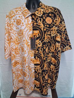 Barque Gold Fancy Mens Shirt Black and Yellow Crow pit To Pit 27” Size 5XL
