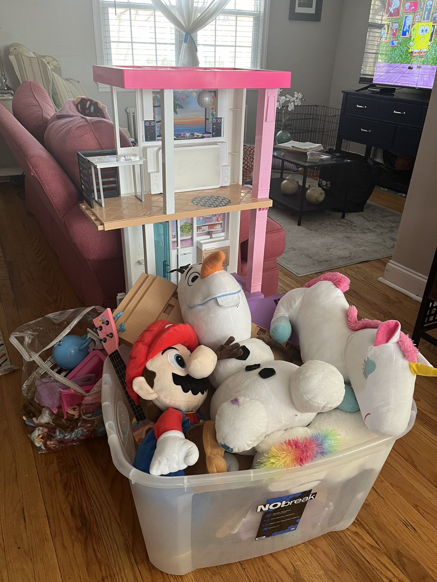 Barbie Dream House, Stuffed Animals, Bag Of Toys