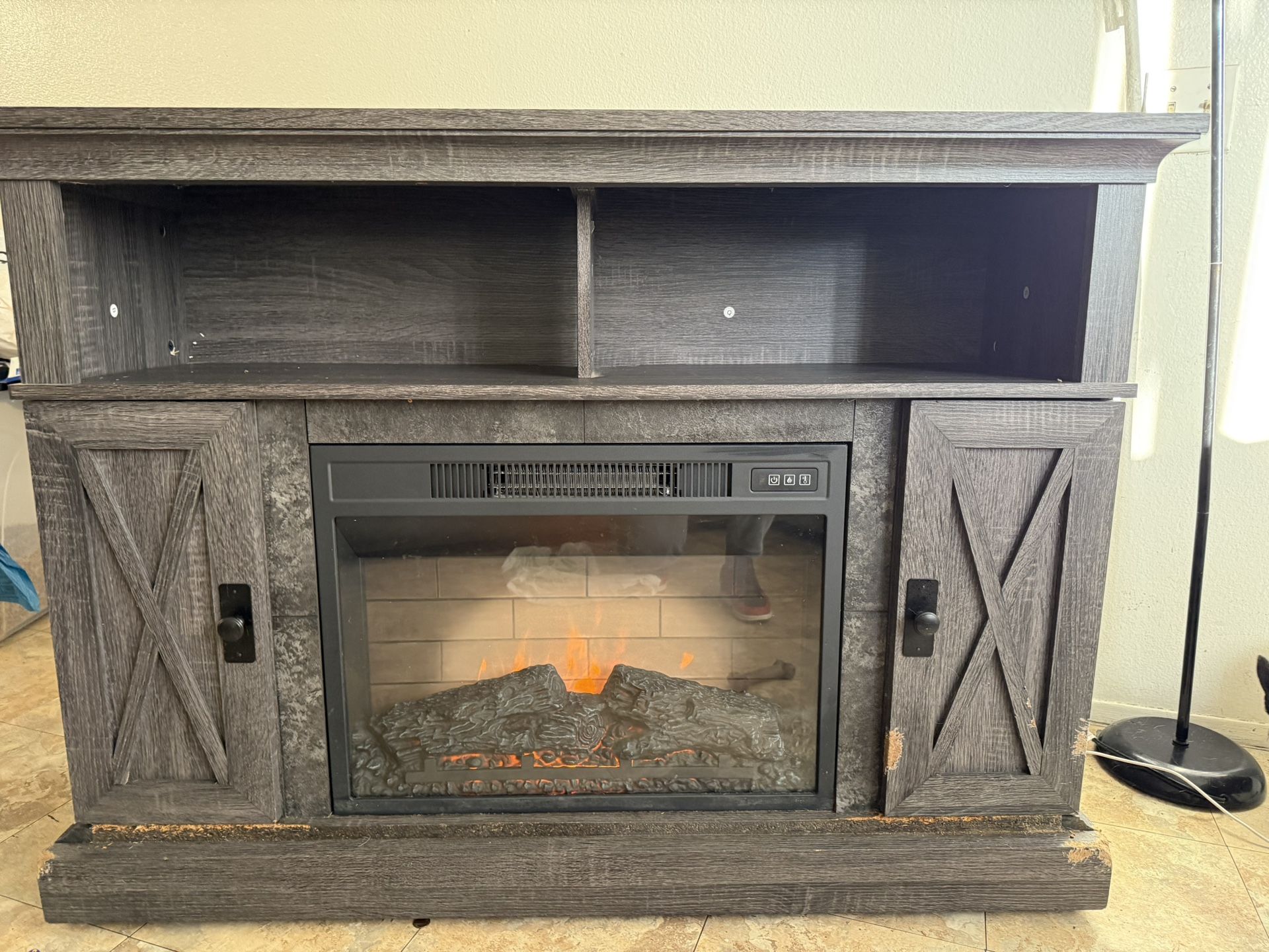 TV stand 65”-75” with Electric Fireplace