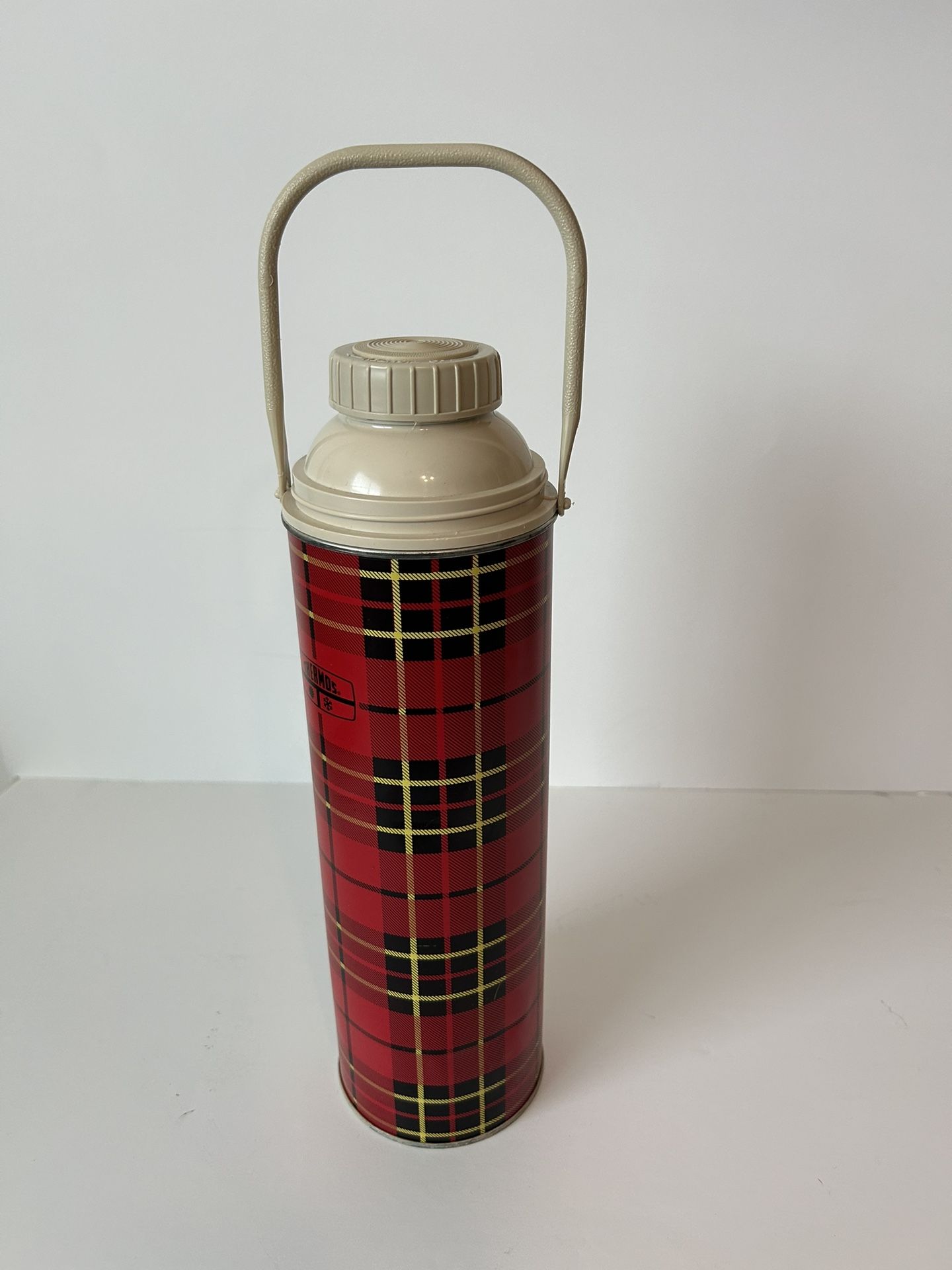 Vintage Large Red Plaid Thermos - No Lid