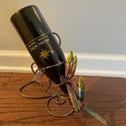 Iron Iridescent Dragonfly Wine Bottle Holder