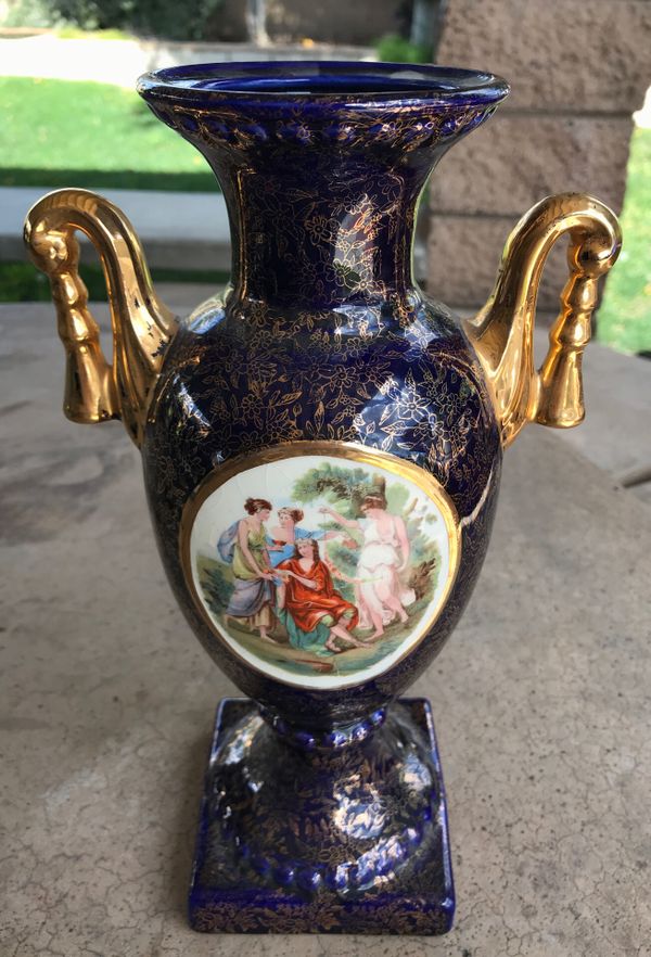 Empire Ware England Antique Blue And Gold Vase For Sale In Corona