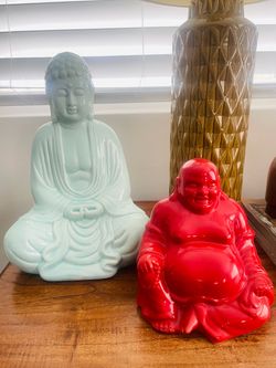 Ceramic Buddha Figurine Set of Two