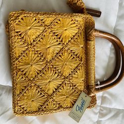 New Original Fossil Womens Straw Purse 