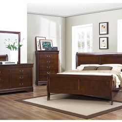 4pieces Bedroom Set, Queen Size Bed, Dresser, Mirror And One Night Stand