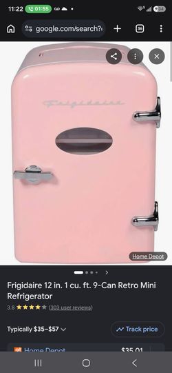 Pink mini fridge