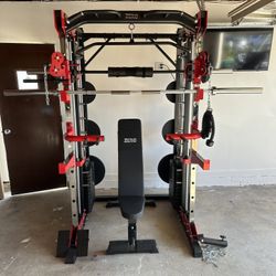Smith Machine 200 | Adjustable Bench | 245lb Cast Iron Olympic Weights | 7ft Olympic Bar | Fitness | Gym Equipment | FREE DELIVERY/INSTALLATION 🚚 🛠️