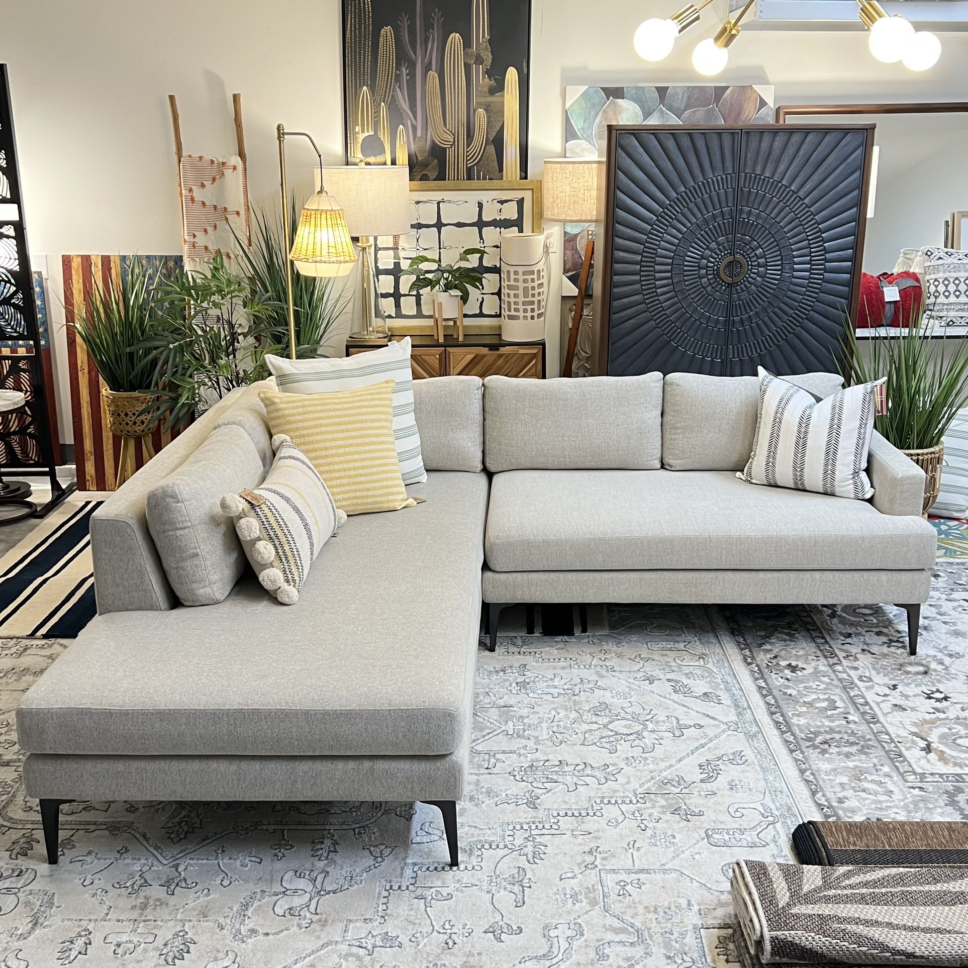 FREE DELIVERY West Elm Andes 2Piece Bumper Chaise Sectional in Gray