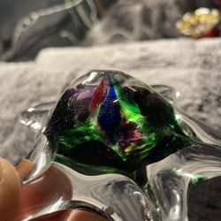 Glass Paperweight Starfish Art Glass Red Clear Blue, Green