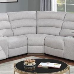 Brand New Light Grey Super Plush Reclining Sectional Sofa