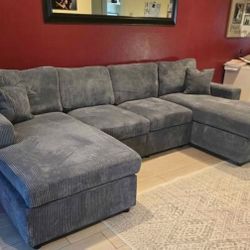 ✅ $439 U Shaped Sectional Sofa Dark Gray 