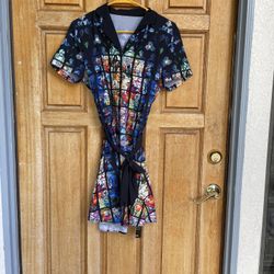 BlackMilk Stained Glass Print Dress SZ 8 Tie Waist Collared Short Sleeve NWOT