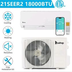 Zokop 18000 BTU AC Ductless Air Conditioner Heat Pump Split 230v Kit 1000 Sq.ft