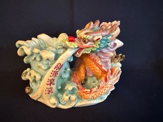 Vintage Chinese Dragon Figurine Votive Incense Burner