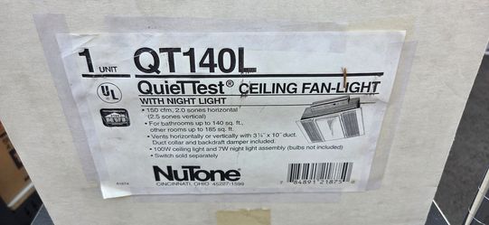 NuTone QT140L QuietTest Ceiling Fan-Light w/ Night Light and Broan 60-Min Timer