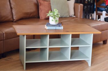 Wooden Coffee Table with 6-Cubby Storage