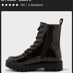 NWT Girls black/silver glitter lace up combat style Boots; Art class; Never Worn