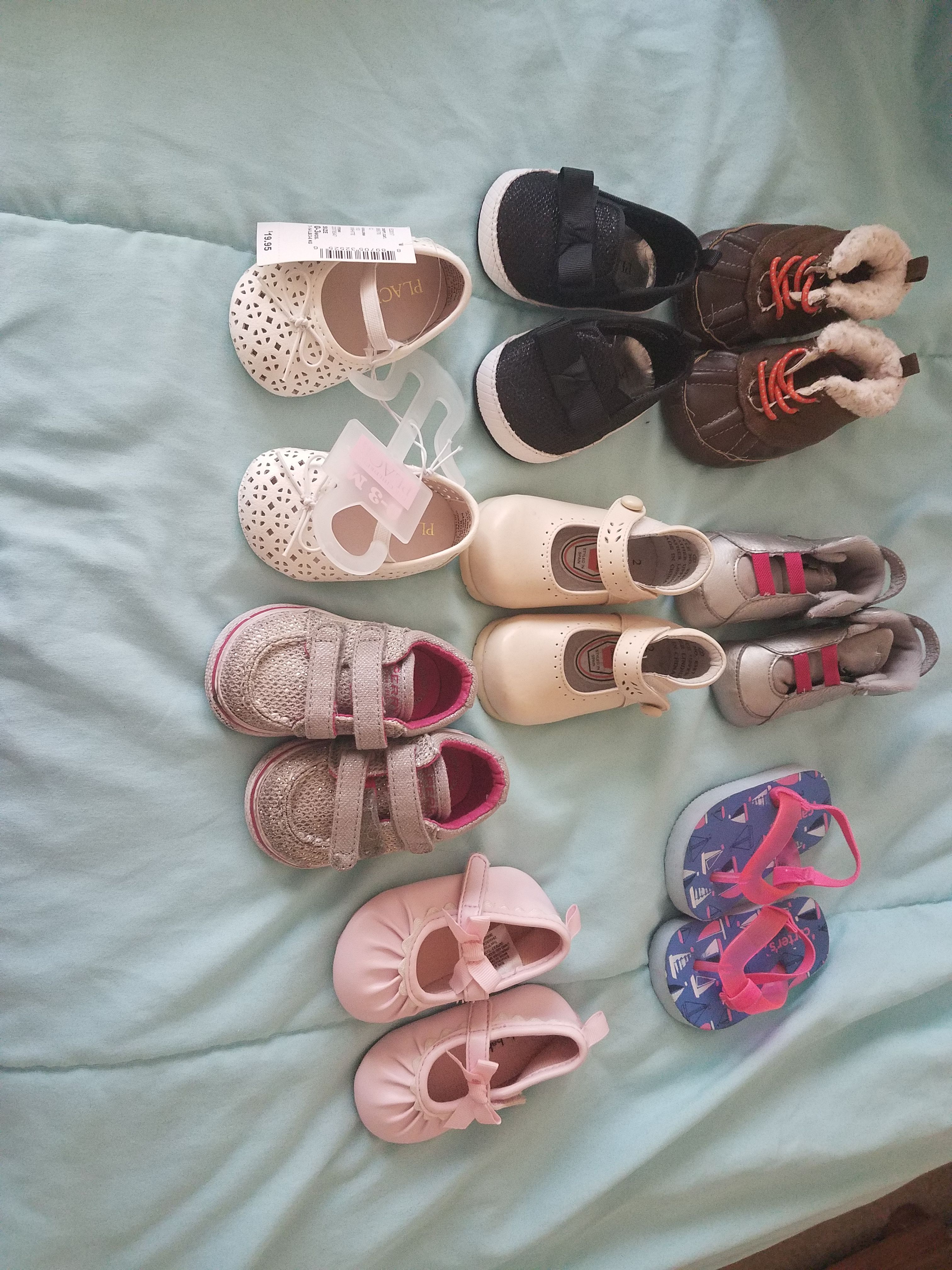 8 pair Baby Girl shoes size 0-6 months