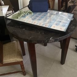 Marble High Table 2 Chairs. Metallic Safe And More