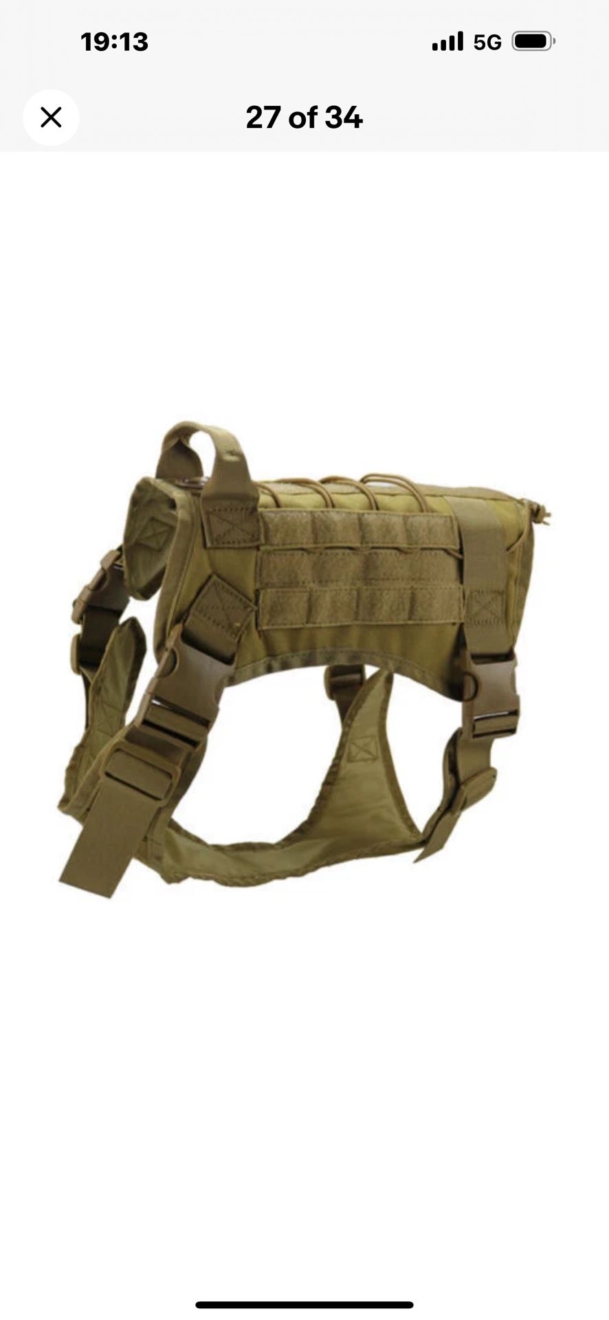 Tactical Dog Vest US Working Dog Military Harness with Handle No-pull Large