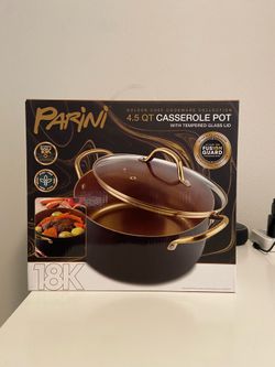 Parini 4.5 Qt Casserole Pot with Lid Non-Stick Golden Chef Cookware Collection