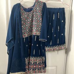 Navy Blue Sharara Suit