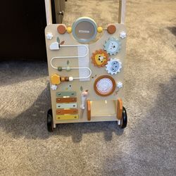 Pitfor Wooden Baby Walker With Activity Center 