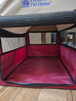 Petmate Portable Pet Home - Soft Sided Dog/Cat Crate (Burgundy/Beige)