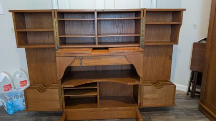 Vintage Teak Magic Box Secretary Desk